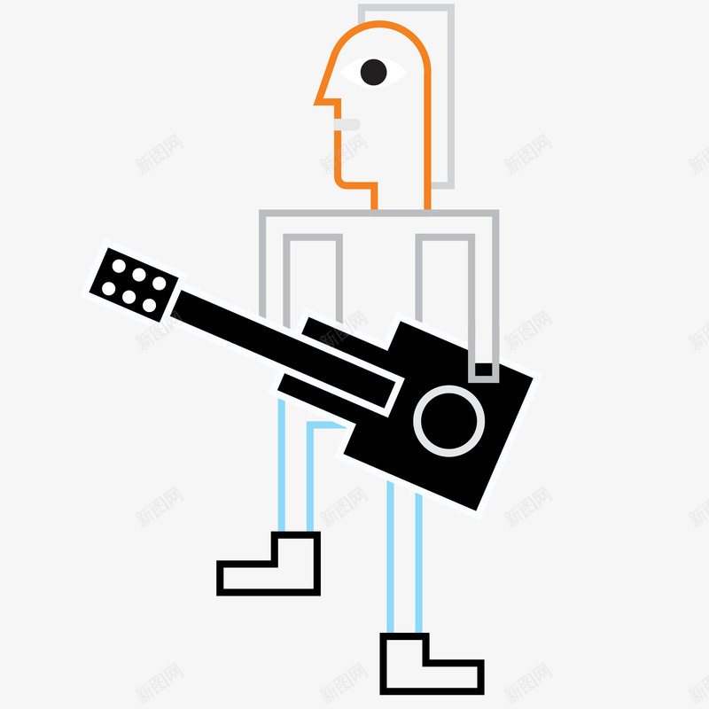 抽象吉他手卡通插画矢量图ai免抠素材_新图网 https://ixintu.com 乐器 吉他培训课 吉他社海报 弹吉他 抽象吉他手卡通插画 矢量图 酒吧 音乐会