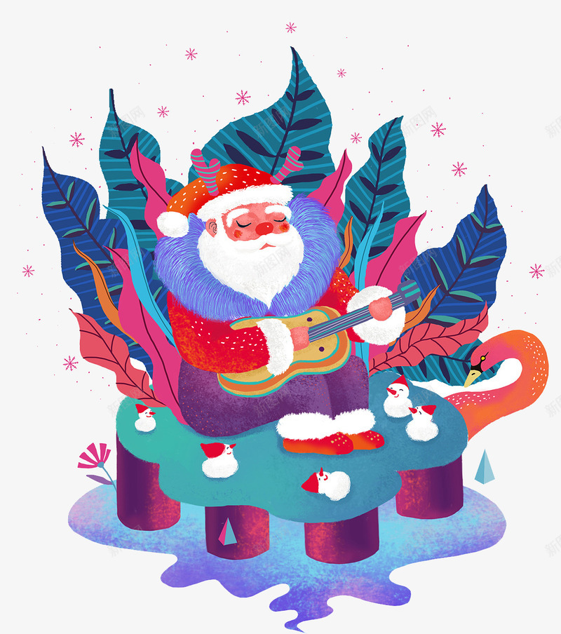 圣诞老人插画png免抠素材_新图网 https://ixintu.com 喜庆 圣诞之夜 圣诞快乐 圣诞树 圣诞礼物 圣诞老人 圣诞节 红色 节日气氛 装饰丝带 雪人