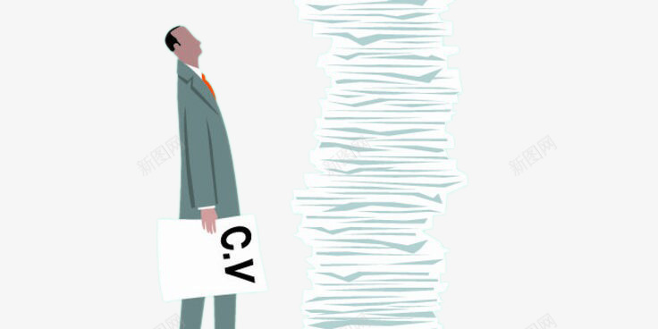 面对厚厚的一堆文件png免抠素材_新图网 https://ixintu.com 文件 职场男 装饰图案