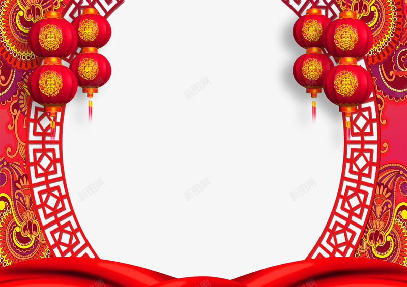 中国风喜庆婚庆装饰png免抠素材_新图网 https://ixintu.com 中国风 复古风 婚庆 婚庆海报 汉唐婚礼 灯笼 装饰海报