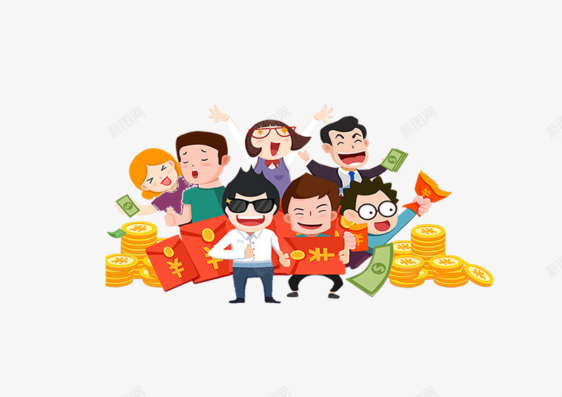 小人人群卡通元素背景png免抠素材_新图网 https://ixintu.com 人群 元素 卡通 小人 背景
