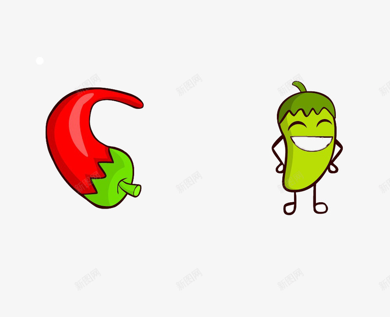 骄傲的小辣椒png免抠素材_新图网 https://ixintu.com 卡通辣椒 红色辣椒 绿色辣椒