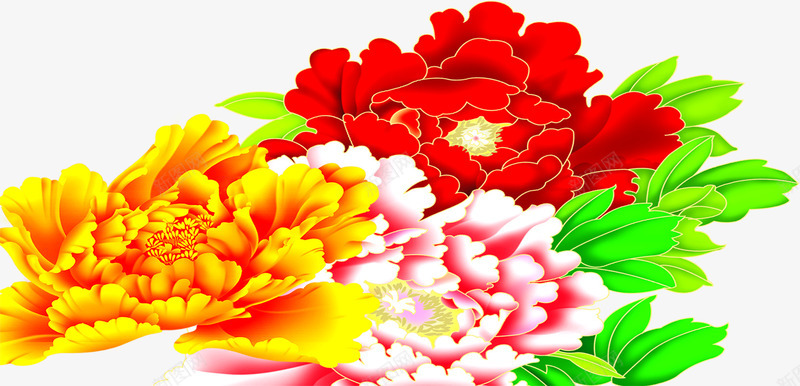 富贵花欢庆元旦png免抠素材_新图网 https://ixintu.com 元旦 富贵 欢庆 素材