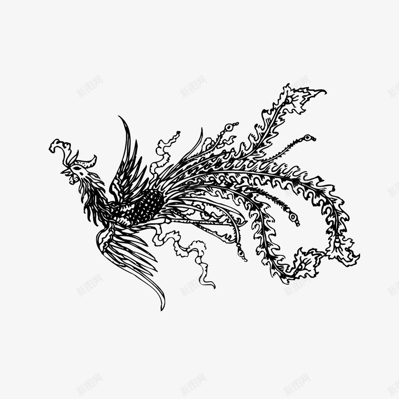中国风纹样png免抠素材_新图网 https://ixintu.com 中国风纹样 中式传统图案 凤凰白描 凤纹 吉祥图案 线描插画