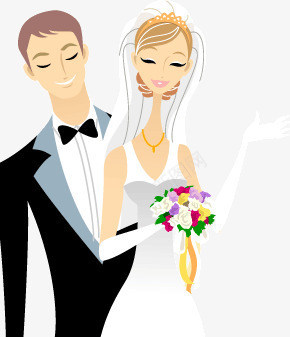 韩式结婚夫妇png免抠素材_新图网 https://ixintu.com 卡通 夫妇 结婚 韩式