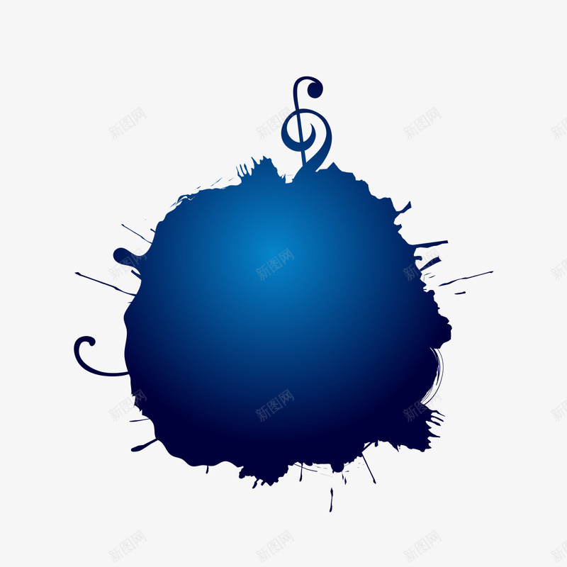 蓝色喷墨的音符png免抠素材_新图网 https://ixintu.com 喷墨 蓝色 蓝色音符 音符