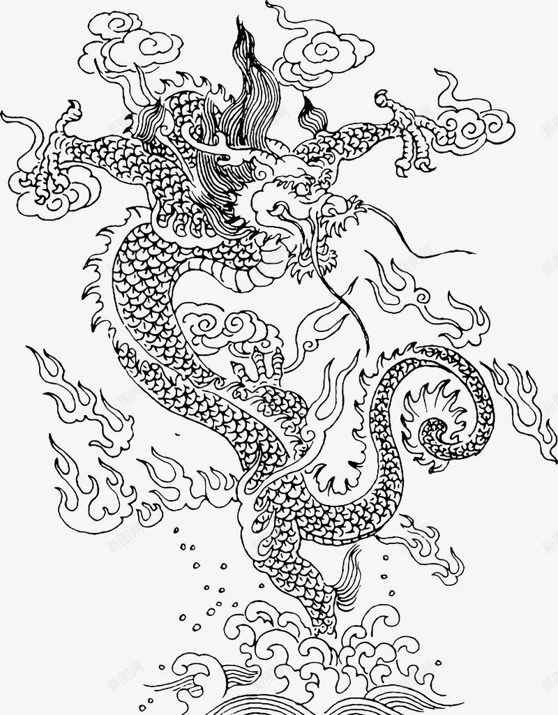 龙凤纹样手绘png免抠素材_新图网 https://ixintu.com 中国风 中国风符号 复古 宗教信仰 手绘 水墨 水墨龙凤 黑白 龙凤 龙凤呈祥 龙凤图 龙凤纹样 龙飞凤舞