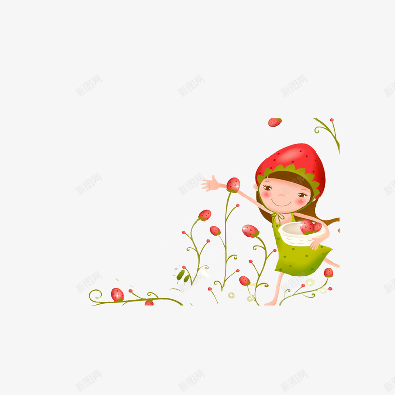 可爱卡通草莓png免抠素材_新图网 https://ixintu.com 可爱 女孩 草莓
