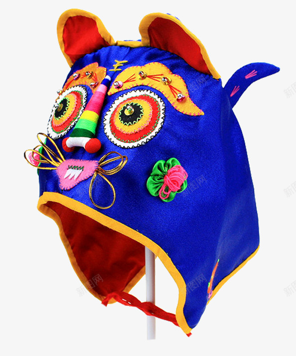 蓝色立体老虎图案帽子png免抠素材_新图网 https://ixintu.com 布老虎 手工绣老虎 民间老虎刺绣 立体老虎刺绣 精美绣工 蓝色老虎帽