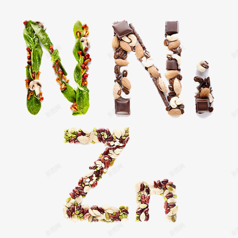 创意食物字母NZpng免抠素材_新图网 https://ixintu.com 创意 单页 字母 杏仁 核桃 红枣 红豆 蔬菜 食物 黑豆