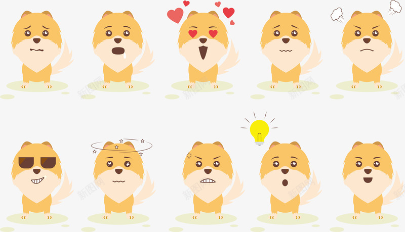 卡通狗狗矢量图eps免抠素材_新图网 https://ixintu.com 卡通 狗狗 表情包 矢量图