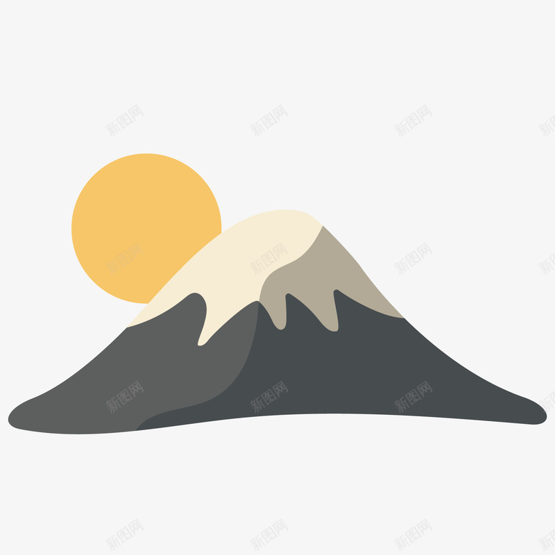 灰色创意富士山元素矢量图ai免抠素材_新图网 https://ixintu.com 创意 卡通 富士山 插画 日出 灰色 矢量图 美丽的富士山 雪山