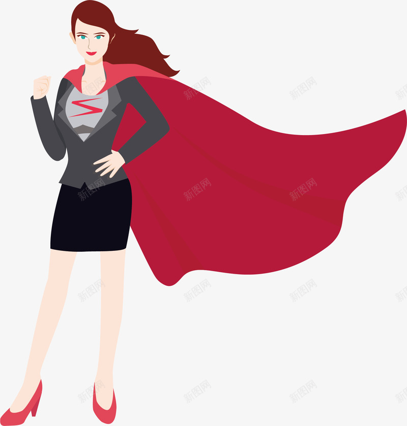 披着斗篷的商务女人png免抠素材_新图网 https://ixintu.com 奋斗 女超人 红斗篷 超人 超人妈妈