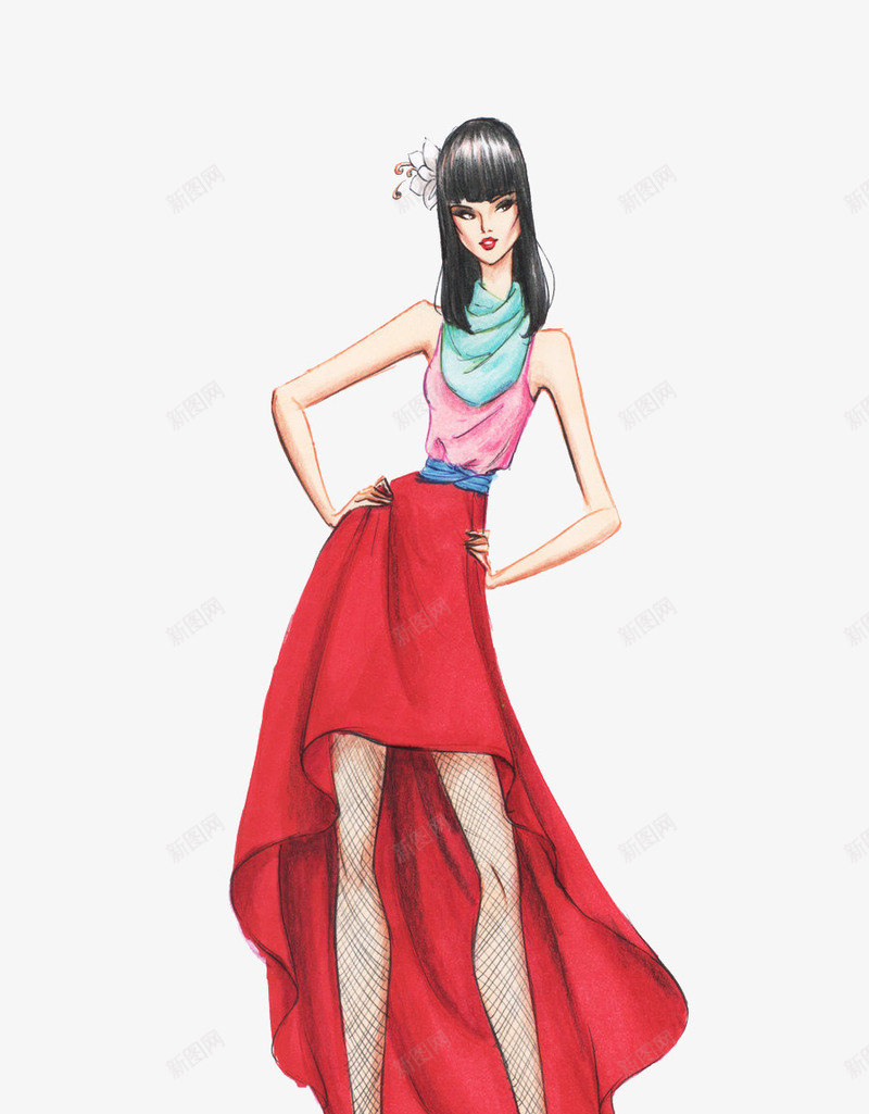 简约休闲女装插画png免抠素材_新图网 https://ixintu.com 女装模特插画 手绘女装 手绘时装