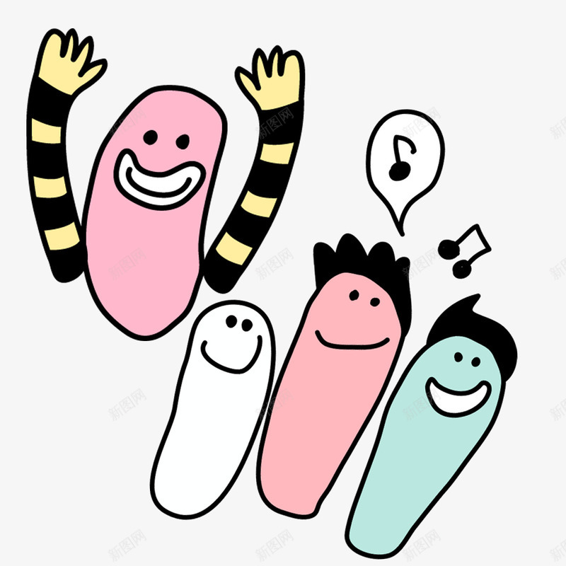 手绘表情png免抠素材_新图网 https://ixintu.com 手绘画 矢量装饰 笑脸 表情 装饰 音符