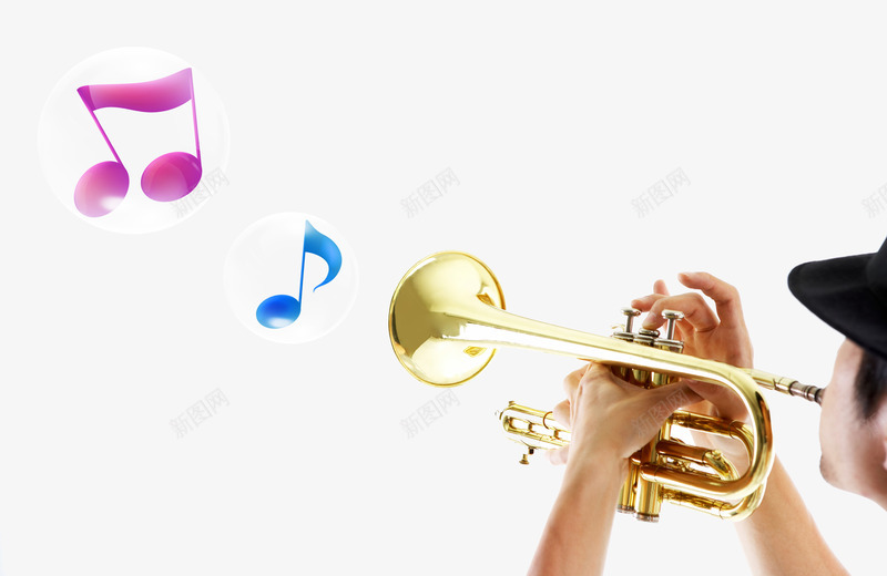 吹小号的人png免抠素材_新图网 https://ixintu.com 乐符 吹号 小号教学 音乐教室 音符