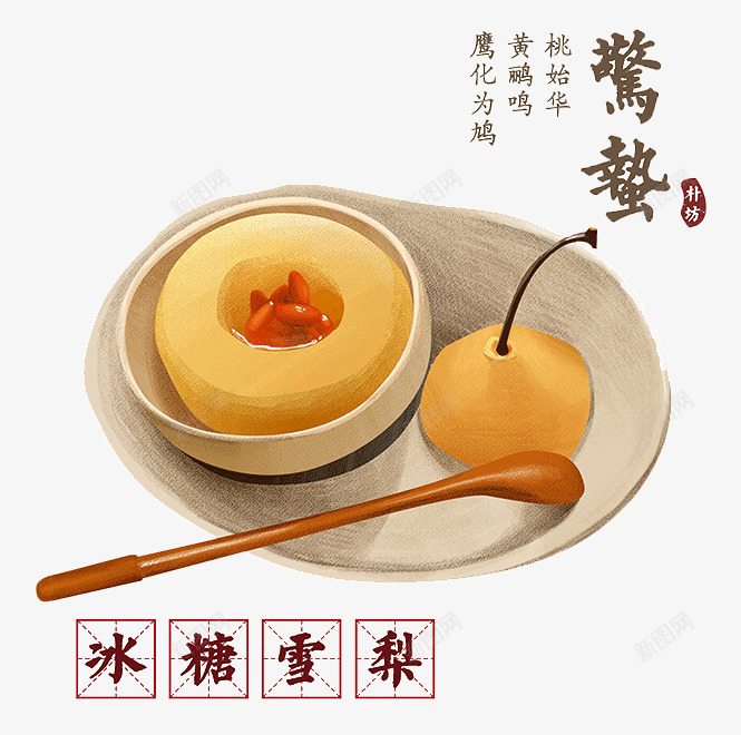 惊蛰食物png免抠素材_新图网 https://ixintu.com 冰糖雪梨 勺子 惊蛰 雪梨 雪梨甜品 食物