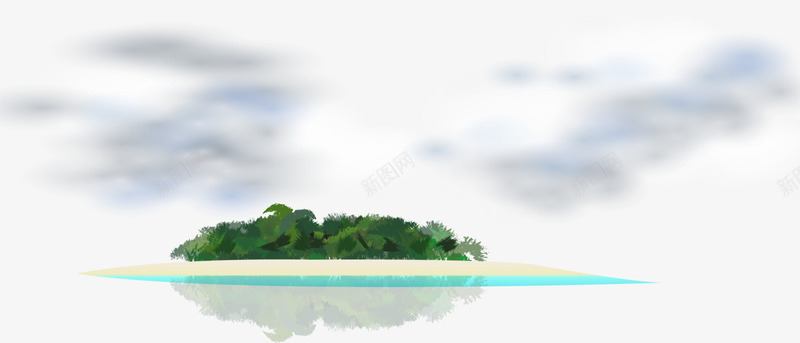 唯美海岛风景png免抠素材_新图网 https://ixintu.com 倒影 唯美风景 孤立小岛 海岛风景 白色云朵 蓝色大海