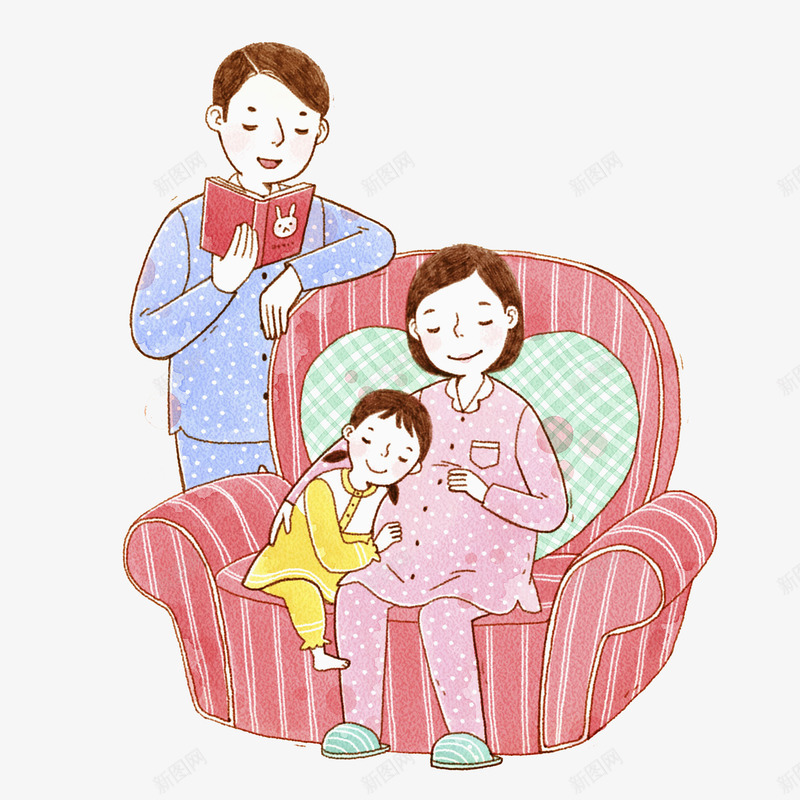 讲故事的爸爸png免抠素材_新图网 https://ixintu.com 一家人 一家人手绘 三口之家 亲人 家人 家庭 幸福 情亲 教育 温暖 温馨 融洽 血缘 讲故事 韩国人
