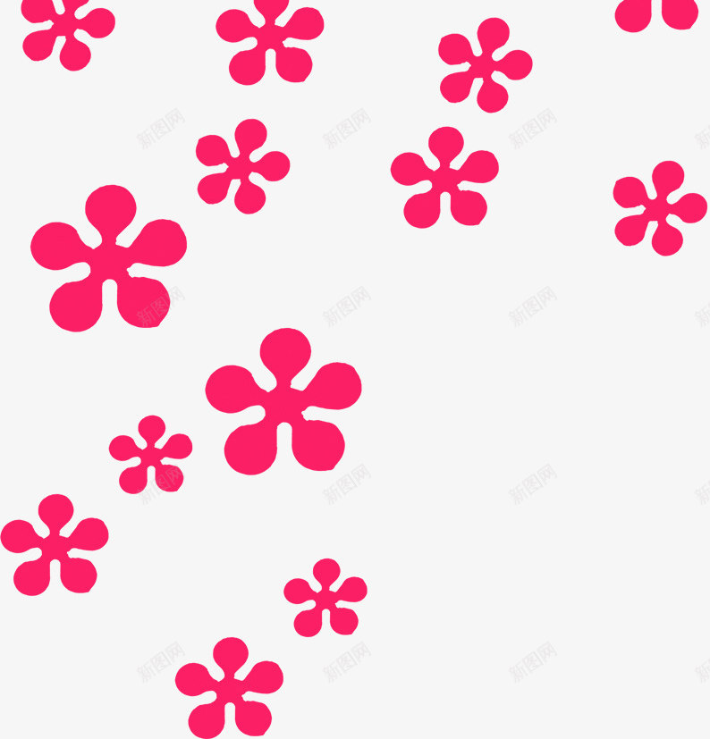 红色小花朵飘浮png免抠素材_新图网 https://ixintu.com 底纹 红色小花 花朵 飘散