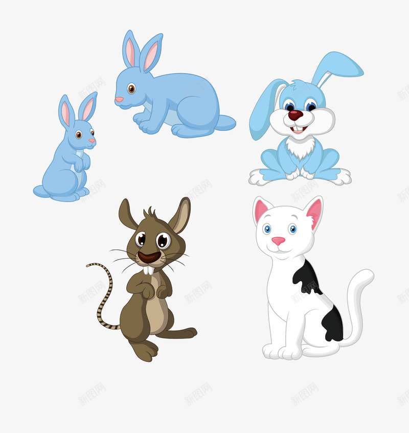 猫和老鼠兔子png免抠素材_新图网 https://ixintu.com 兔子 猫 老鼠 蓝色的卡通兔子