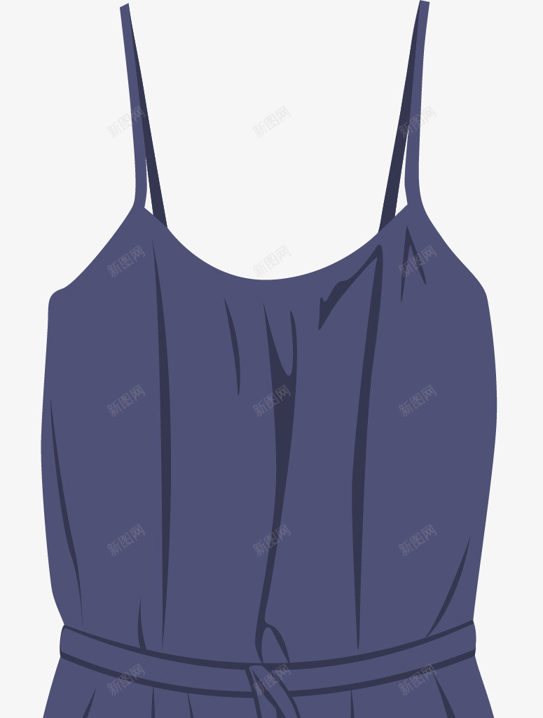 手绘蓝色连体裤png免抠素材_新图网 https://ixintu.com 女装 手绘 蓝色连体裤
