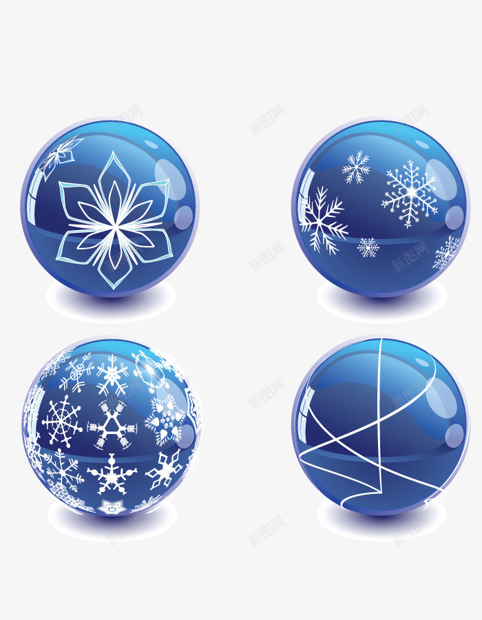 圣诞雪花装饰球矢量图ai免抠素材_新图网 https://ixintu.com 圣诞节 蓝色 雪花装饰 矢量图