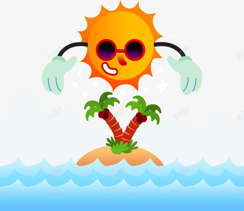阳光灿烂的夏日矢量图eps免抠素材_新图网 https://ixintu.com 夏日海岛 椰子树 海岛游 火辣的太阳 矢量素材 矢量图
