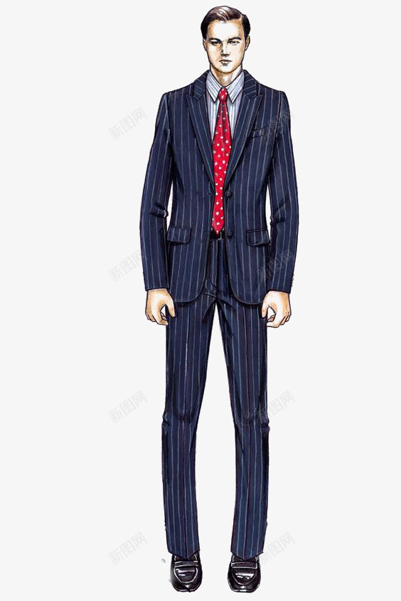 条纹西装png免抠素材_新图网 https://ixintu.com 卡通 手绘 插画 男人 职业 西服 西装