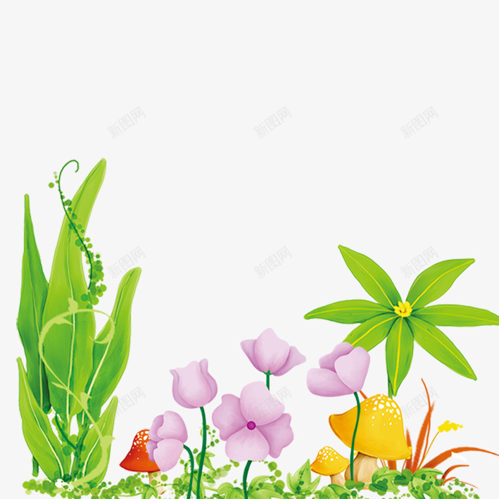 花花草草psd免抠素材_新图网 https://ixintu.com 儿童 小草 植物 花朵