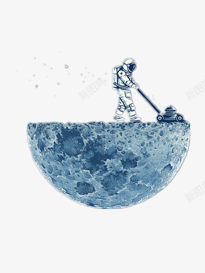 月球png免抠素材_新图网 https://ixintu.com 宇宙 宇航员 月球 科技 蓝色
