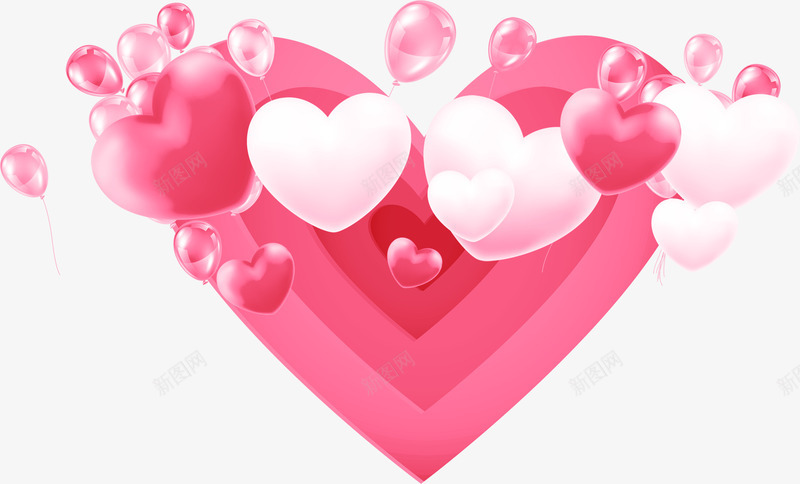 粉色情人节立体爱心png免抠素材_新图网 https://ixintu.com LOVE 婚庆 心形 浪漫 漂浮气球 爱情 立体爱心