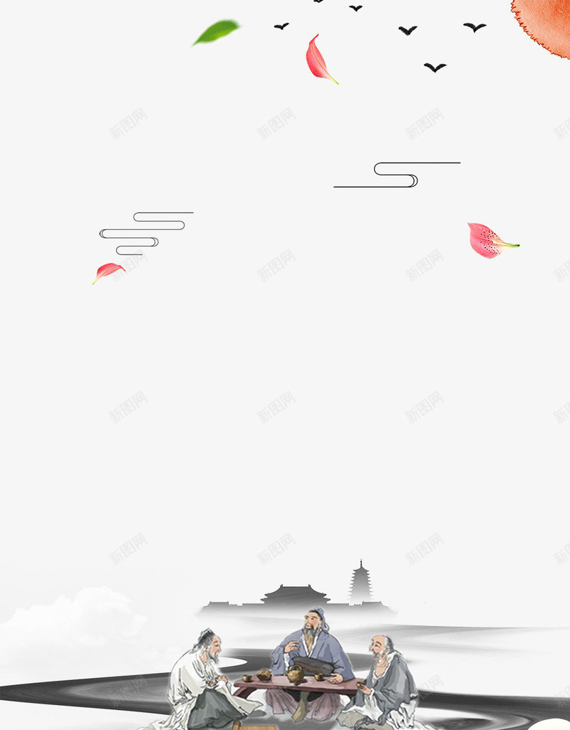 谢师恩复古水墨插画边框psd免抠素材_新图网 https://ixintu.com 感恩教师节 教师节 教师节促销 教师节宣传 教师节快乐 校园文化 谢师恩