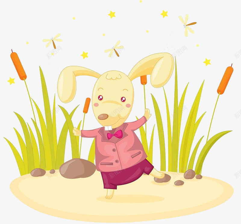 小羊在荒草中跳舞png免抠素材_新图网 https://ixintu.com 动物 卡通手绘 小羊 杂草 草 荒草 萧条 跳舞 野草