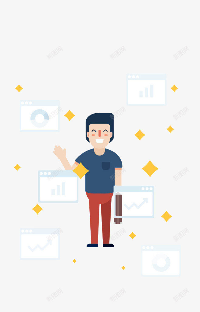 APP理财元素png免抠素材_新图网 https://ixintu.com APP元素 卡通 数据分析 男人
