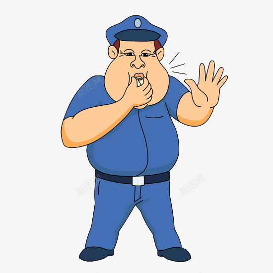 卡通吹口哨的保安举手示意png免抠素材_新图网 https://ixintu.com 举手 保卫 保安 保安卡通 保护 卡通 吹口哨 安保 插画 男人 示意 警卫