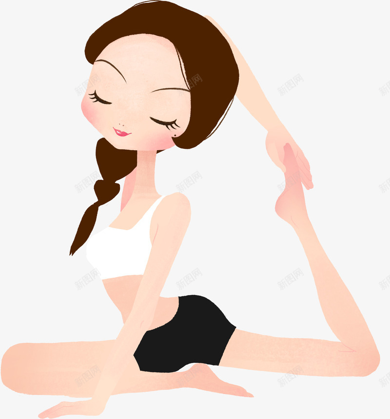 手绘优雅的瑜伽女生png免抠素材_新图网 https://ixintu.com 优雅 女生