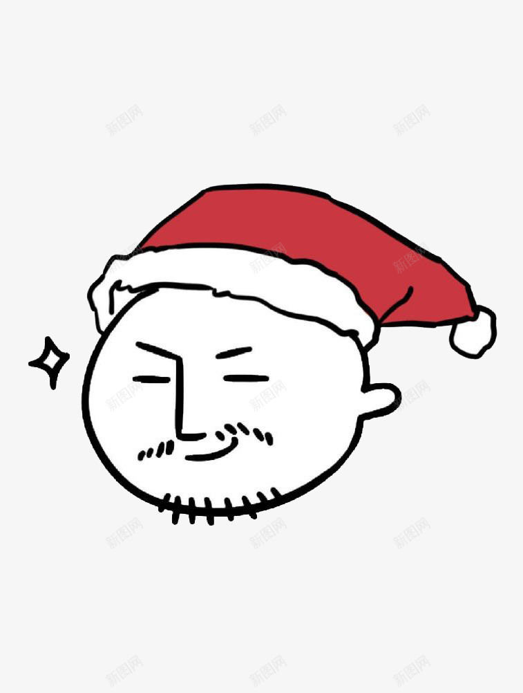 圣诞帽猥琐小眼睛大叔png免抠素材_新图网 https://ixintu.com 卡通风格 圆脸男人 圣诞帽 小眼睛 猥琐大叔 胡子