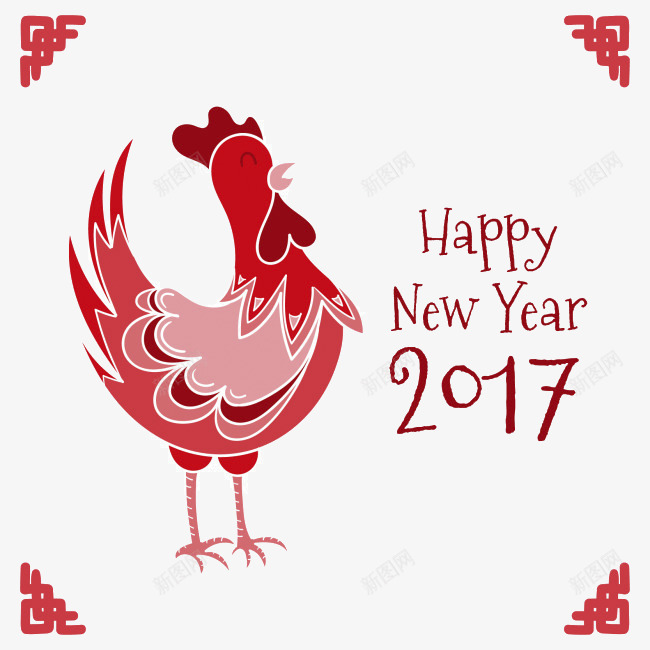 2017鸡年边框矢量图eps免抠素材_新图网 https://ixintu.com 2017 春节 红色 边框 鸡年 矢量图