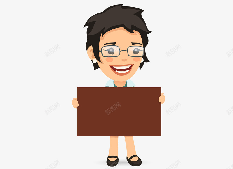 手拿板子的教师图png免抠素材_新图网 https://ixintu.com 卡通手绘 女士 微笑 教师 板子 水彩 老师 高兴