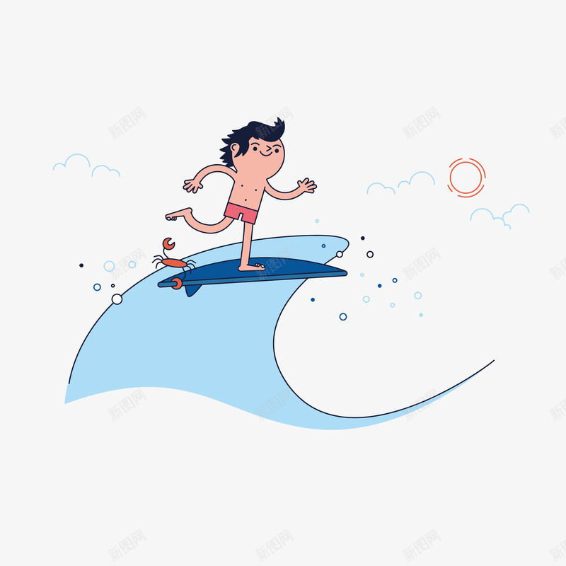 人物冲浪旅行游玩案矢量图ai免抠素材_新图网 https://ixintu.com 人物 冲浪 度假 手绘 旅游 玩耍 简笔画 纹路 线条 装饰 质感 矢量图
