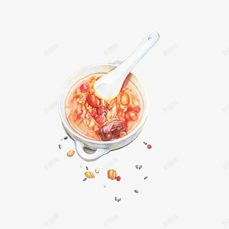 手绘腊八粥插画png免抠素材_新图网 https://ixintu.com 一碗喇叭粥 丰盛 美味 腊八粥插画 腊八节