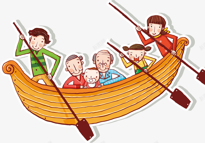 家人划船插画png免抠素材_新图网 https://ixintu.com 亲情 划船 团圆 团聚 家 家人 年夜饭 插画 新年 温馨 聚餐 过年 除夕