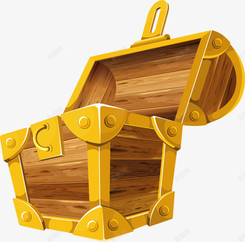 卡通手绘宝箱png免抠素材_新图网 https://ixintu.com 宝箱 宝藏 木质 金色