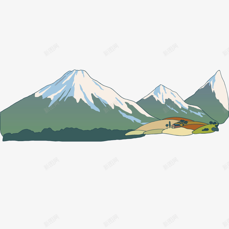 扁平高山风景png免抠素材_新图网 https://ixintu.com 扁平山 扁平高山 矢量风景图片 自然风光