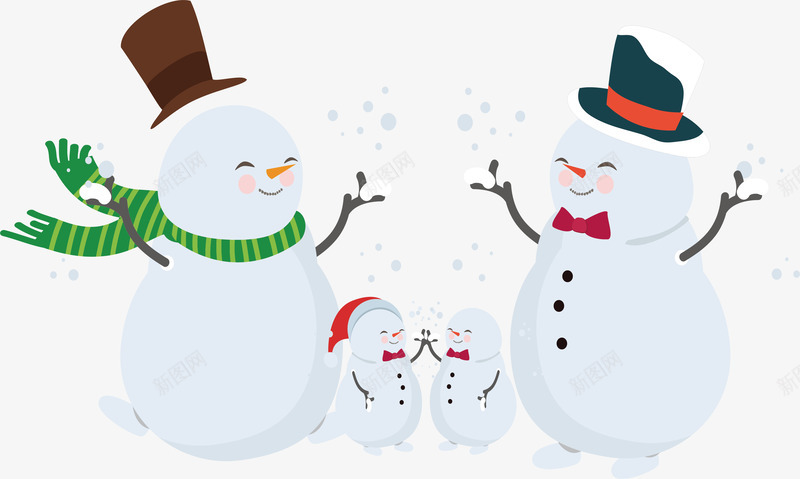 开心的雪人一家矢量图ai免抠素材_新图网 https://ixintu.com 圣诞雪人 暖冬 暖冬雪人 矢量png 雪人 雪人一家 矢量图