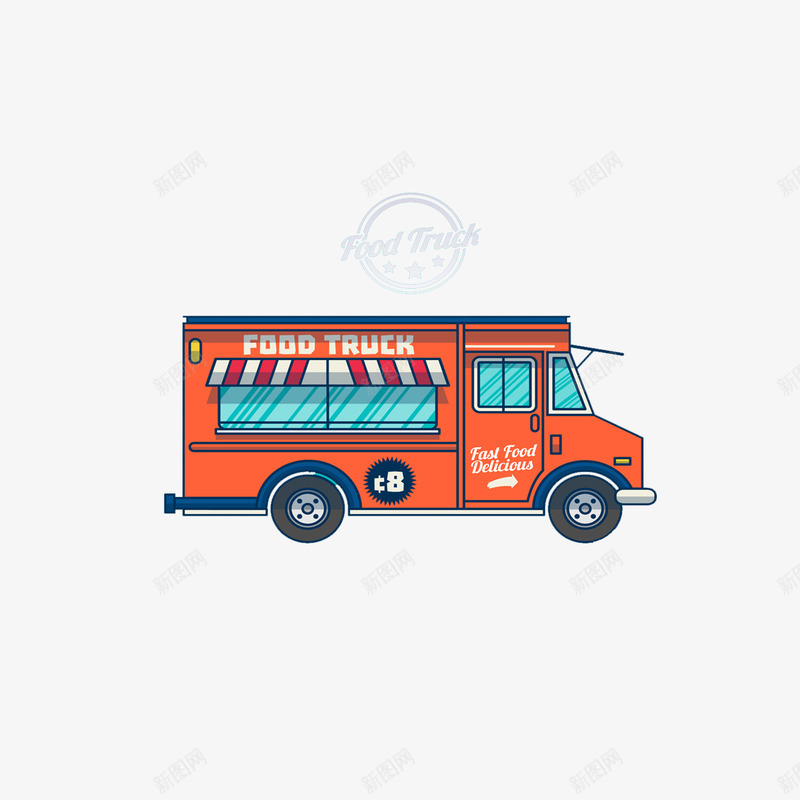 FoodTruck红色快餐车png免抠素材_新图网 https://ixintu.com 快餐 流动早餐车 食物
