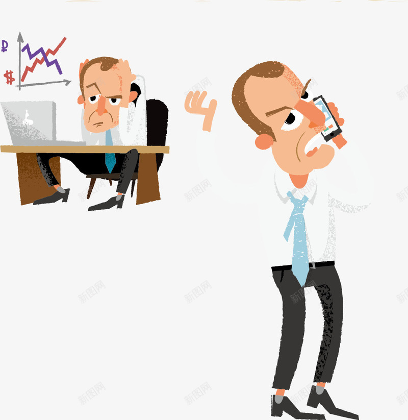 工作烦恼以及打电话的人矢量图eps免抠素材_新图网 https://ixintu.com 公务员 烦恼的人 矢量图