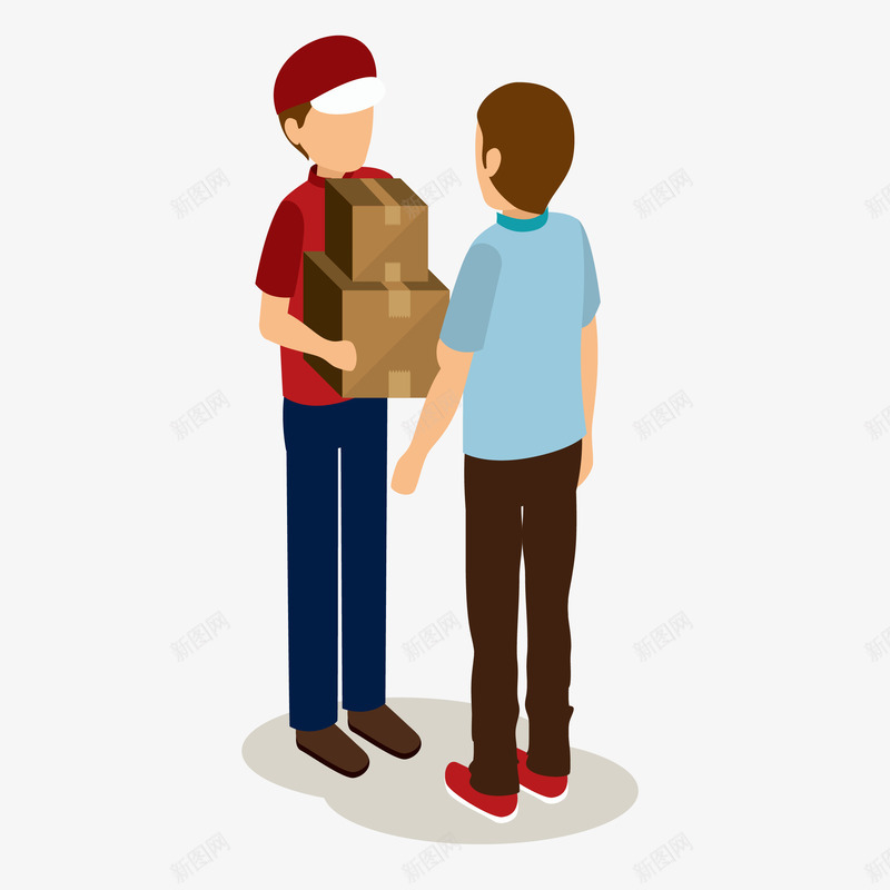 卡通接收快递的快递人员矢量图eps免抠素材_新图网 https://ixintu.com 包裹 卡通 卡通男人 快递 快递人员 快递包裹 矢量图