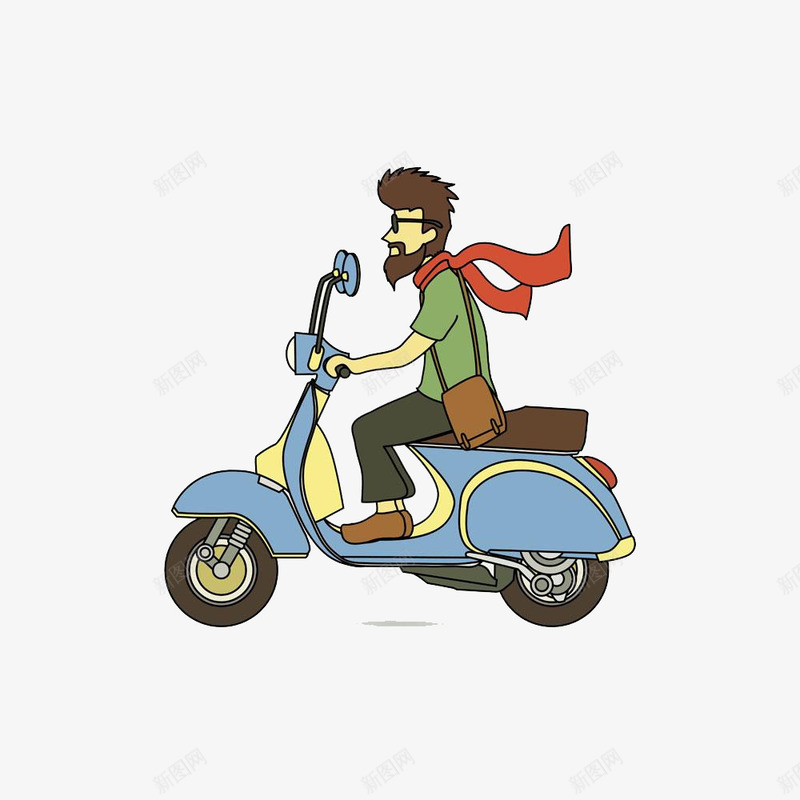 骑车的男人png免抠素材_新图网 https://ixintu.com 卡通 手绘 电动车 男人 骑车